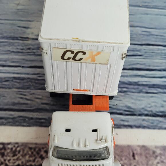 Vintage Tonkin CCX Ford areo semi and pup trailer die-cast white/orange - Picture 6 of 13